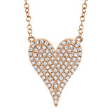 0.21CT 14K R/G DIAMOND PAVE HEART NECKLACE