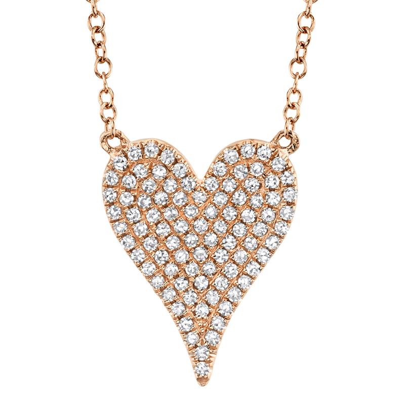 0.21CT 14K R/G DIAMOND PAVE HEART NECKLACE