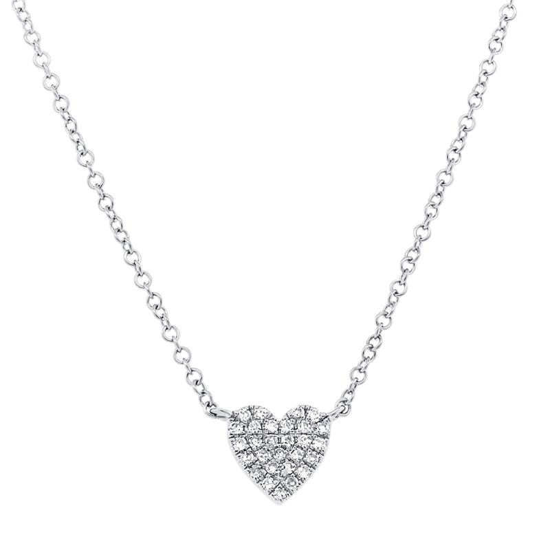 0.09CT 14K W/G DIAMOND PAVE HEART NECKLACE