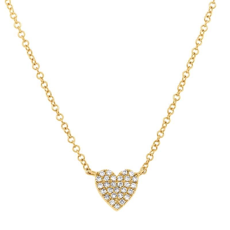 0.09CT 14K Y/G DIAMOND PAVE HEART NECKLACE