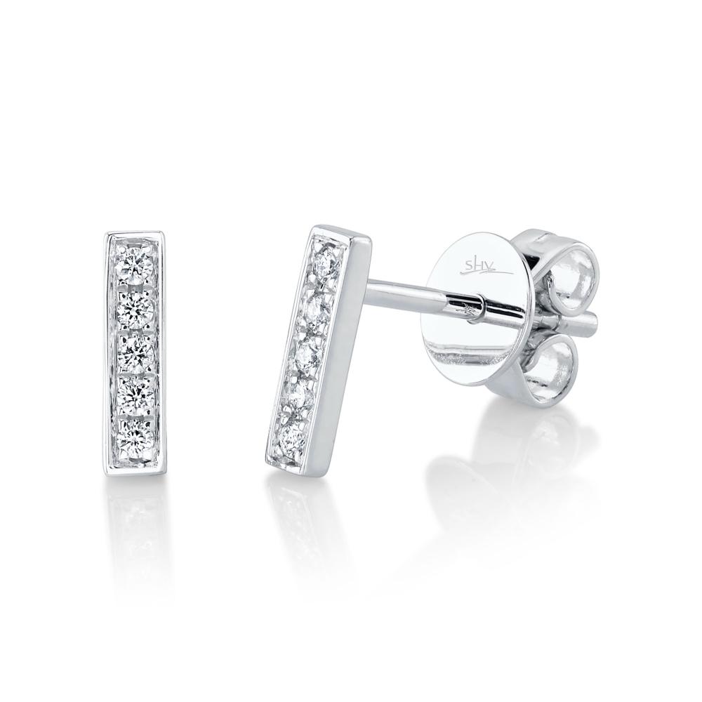 0.08CT 14K W/G DIAMOND BAR STUD EARRING