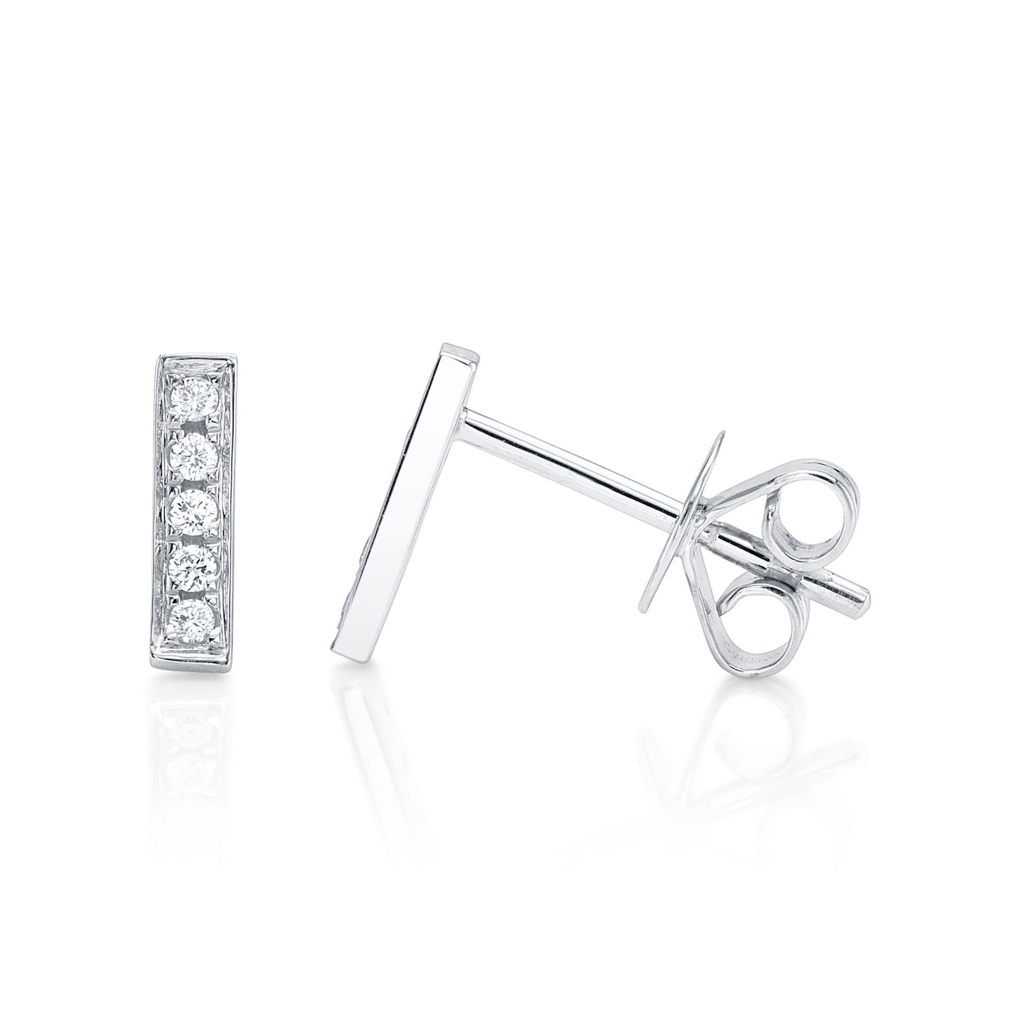 0.08CT 14K W/G DIAMOND BAR STUD EARRING