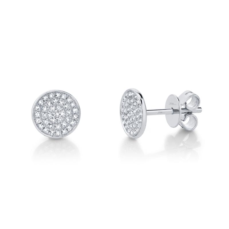 0.17CT 14K W/G DIAMOND PAVE CIRCLE STUD EARRING