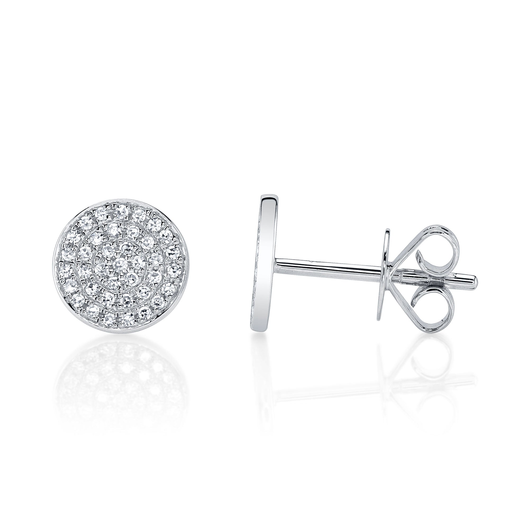 0.17CT 14K W/G DIAMOND PAVE CIRCLE STUD EARRING
