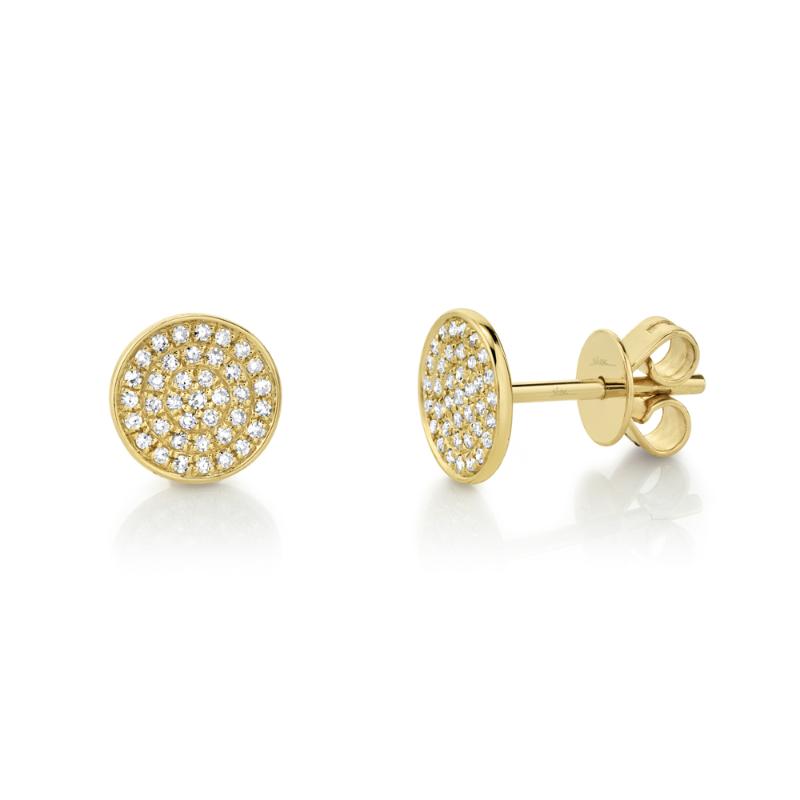 0.17CT 14K Y/G DIAMOND PAVE CIRCLE STUD EARRING
