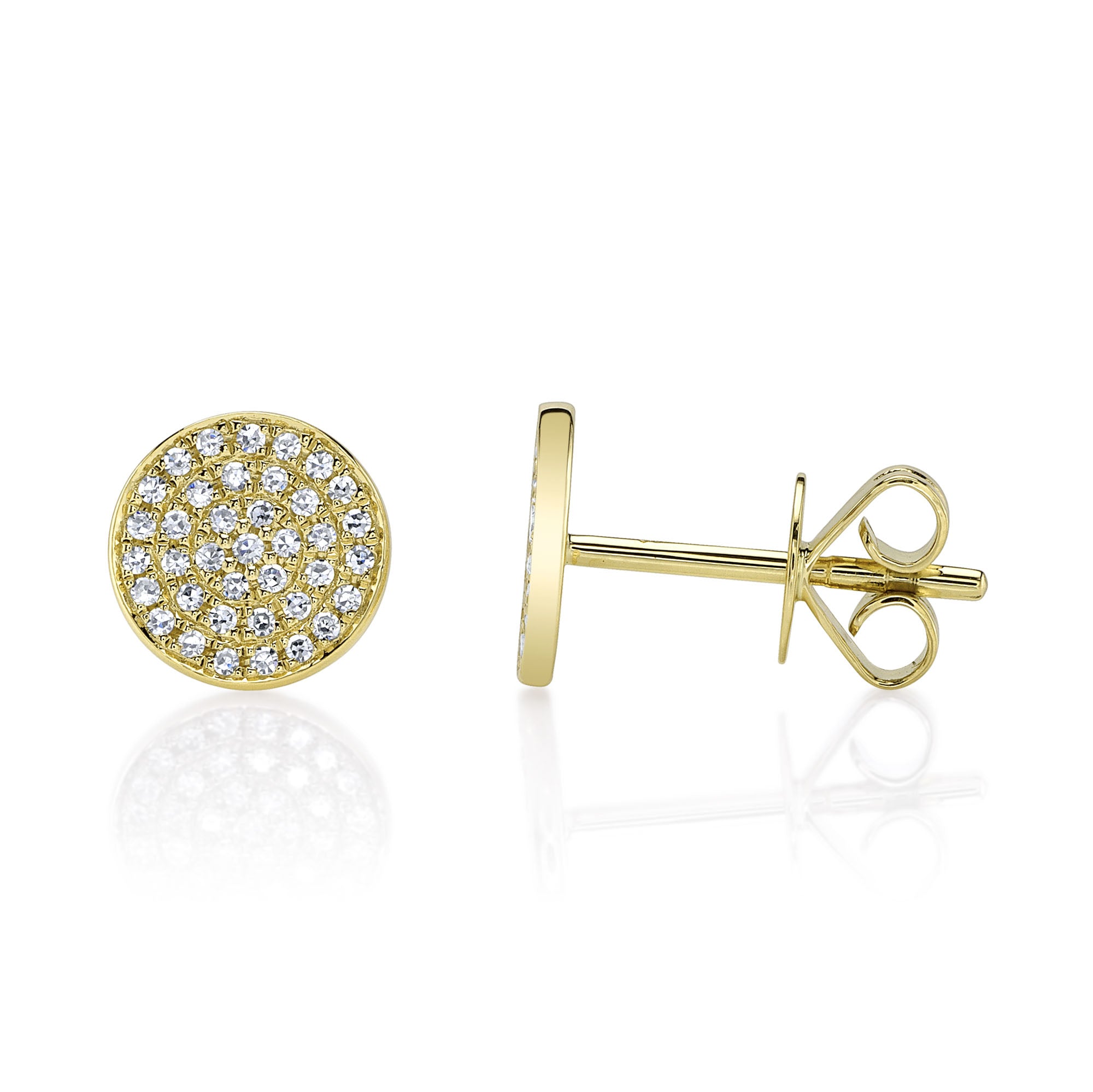 0.17CT 14K Y/G DIAMOND PAVE CIRCLE STUD EARRING