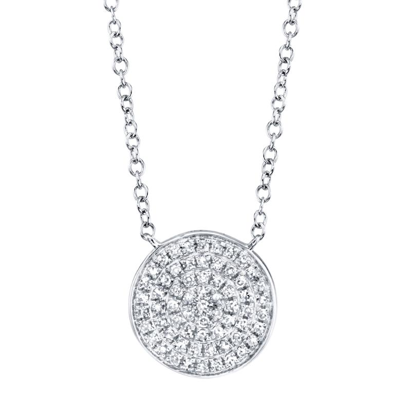 0.15CT 14K W/G DIAMOND PAVE CIRCLE NECKLACE