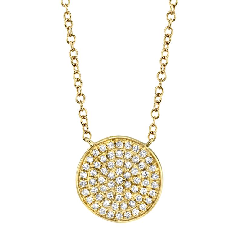 0.15CT 14K Y/G DIAMOND PAVE CIRCLE NECKLACE