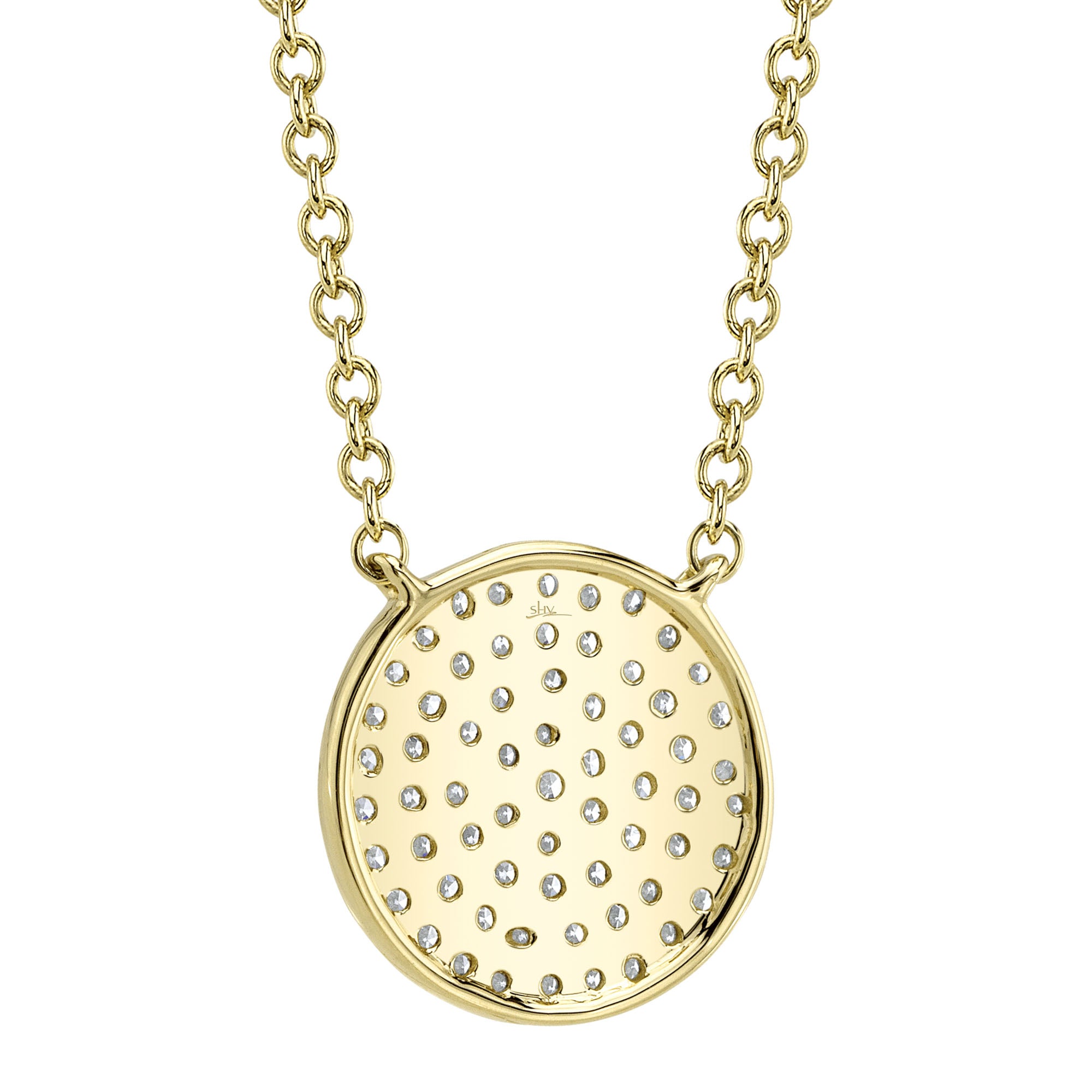 0.15CT 14K Y/G DIAMOND PAVE CIRCLE NECKLACE