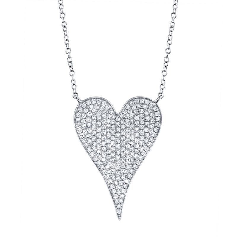 0.43CT 14K W/G DIAMOND PAVE HEART NECKLACE