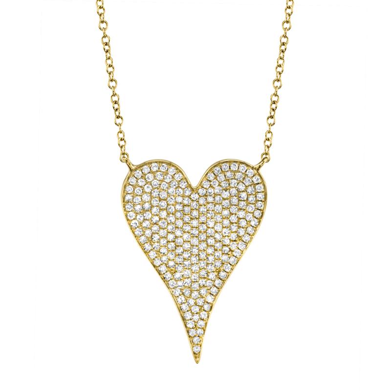 0.43CT 14K Y/G DIAMOND PAVE HEART NECKLACE
