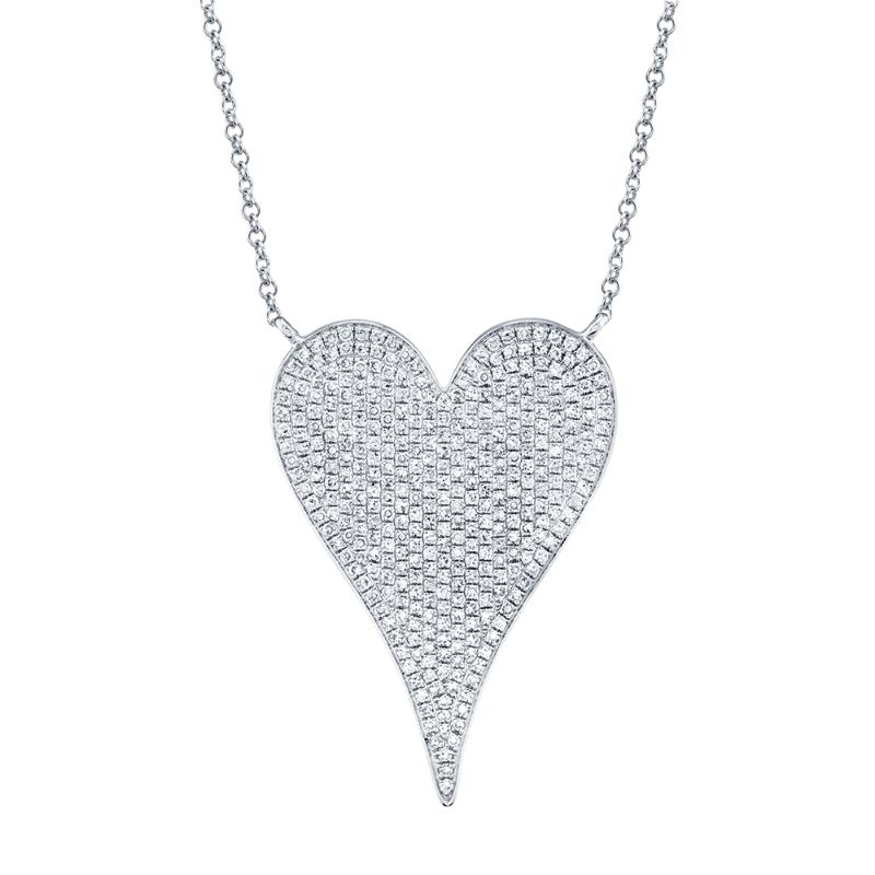 0.83CT 14K W/G DIAMOND PAVE HEART NECKLACE