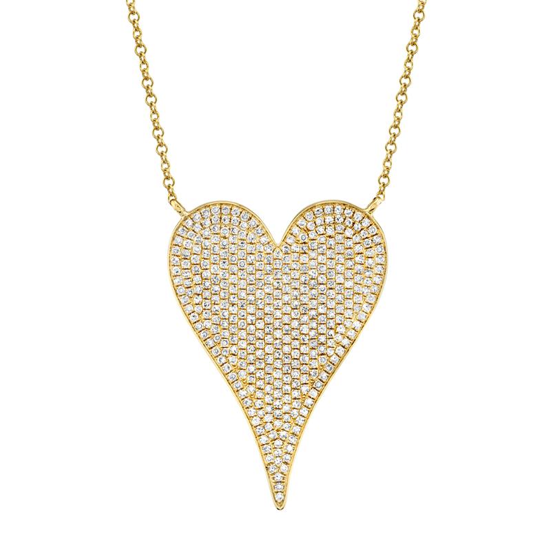 0.83CT 14K Y/G DIAMOND PAVE HEART NECKLACE