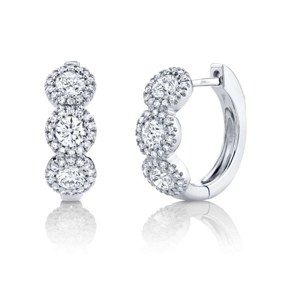 1.10CT 14K W/G DIAMOND HUGGIE EARRING