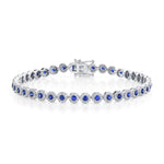 1.22CT DIAMOND & 2.44CT BLUE SAPPHIRE 14K W/G LADYS BRACELET