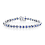 1.22CT DIAMOND & 2.44CT BLUE SAPPHIRE 14K W/G LADYS BRACELET