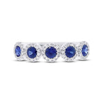 0.20CT DIAMOND & 0.70CT BLUE SAPPHIRE 14K W/G BAND SZ 8
