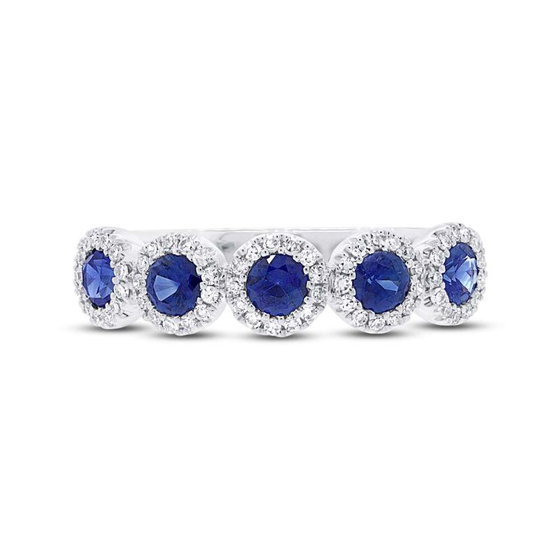 0.20CT DIAMOND & 0.70CT BLUE SAPPHIRE 14K W/G BAND SZ 8
