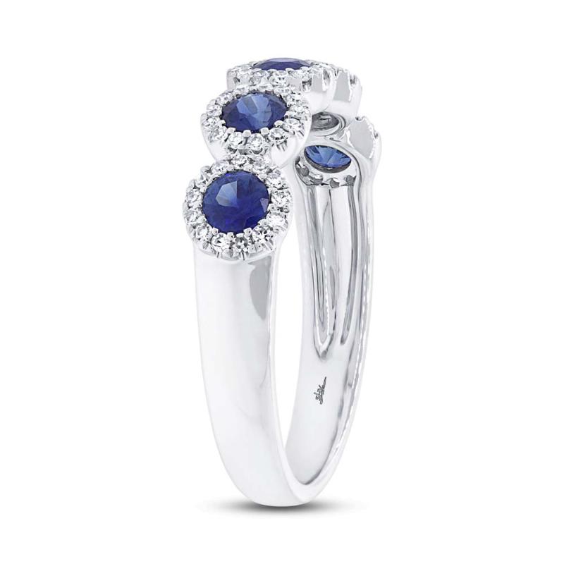 0.20CT DIAMOND & 0.70CT BLUE SAPPHIRE 14K W/G BAND SZ 8