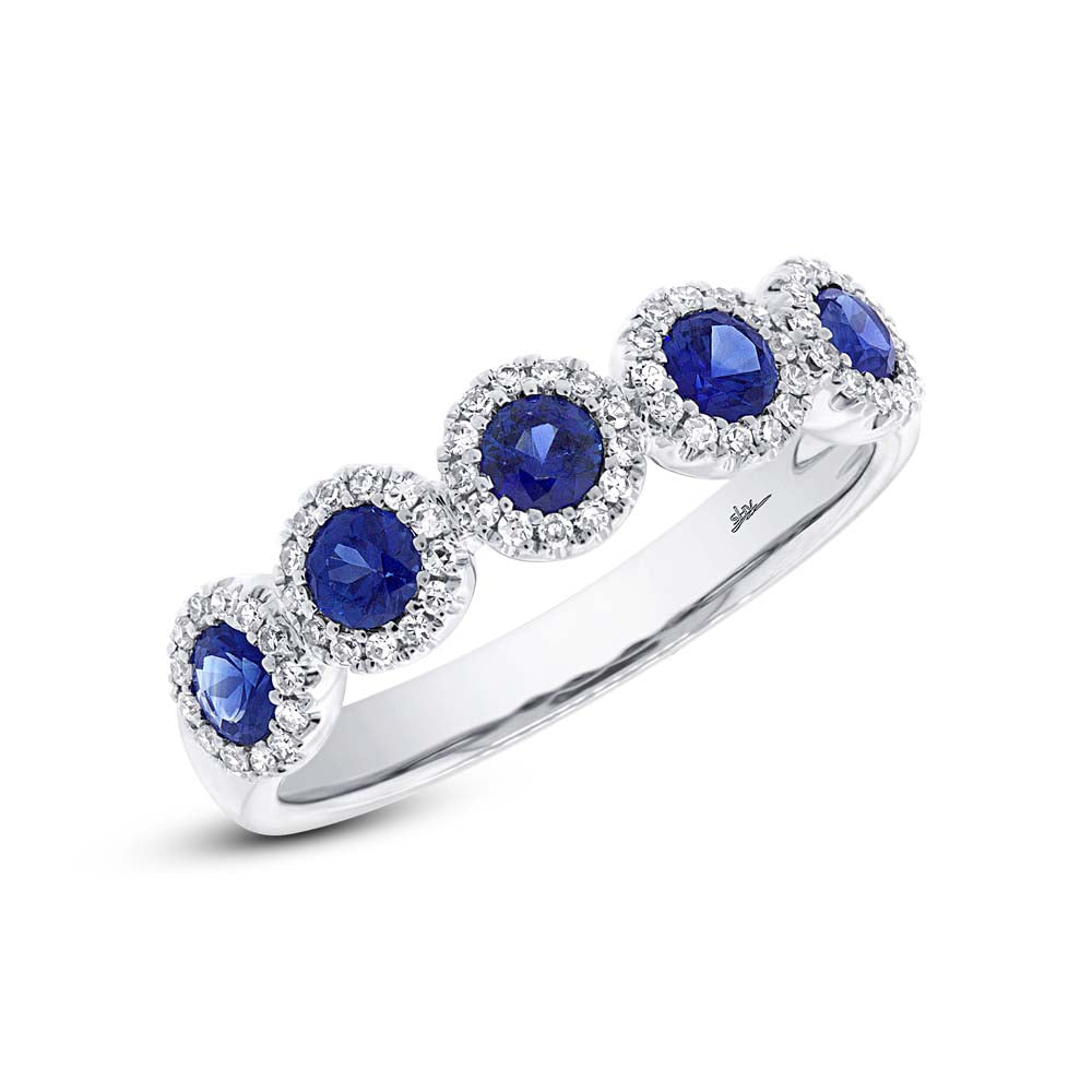 0.20CT DIAMOND & 0.70CT BLUE SAPPHIRE 14K W/G BAND SZ 6