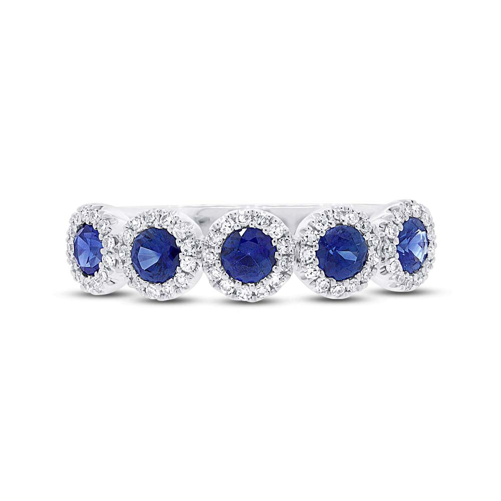 0.20CT DIAMOND & 0.70CT BLUE SAPPHIRE 14K W/G BAND SZ 6