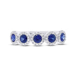 0.20CT DIAMOND & 0.70CT BLUE SAPPHIRE 14K W/G BAND SZ 6