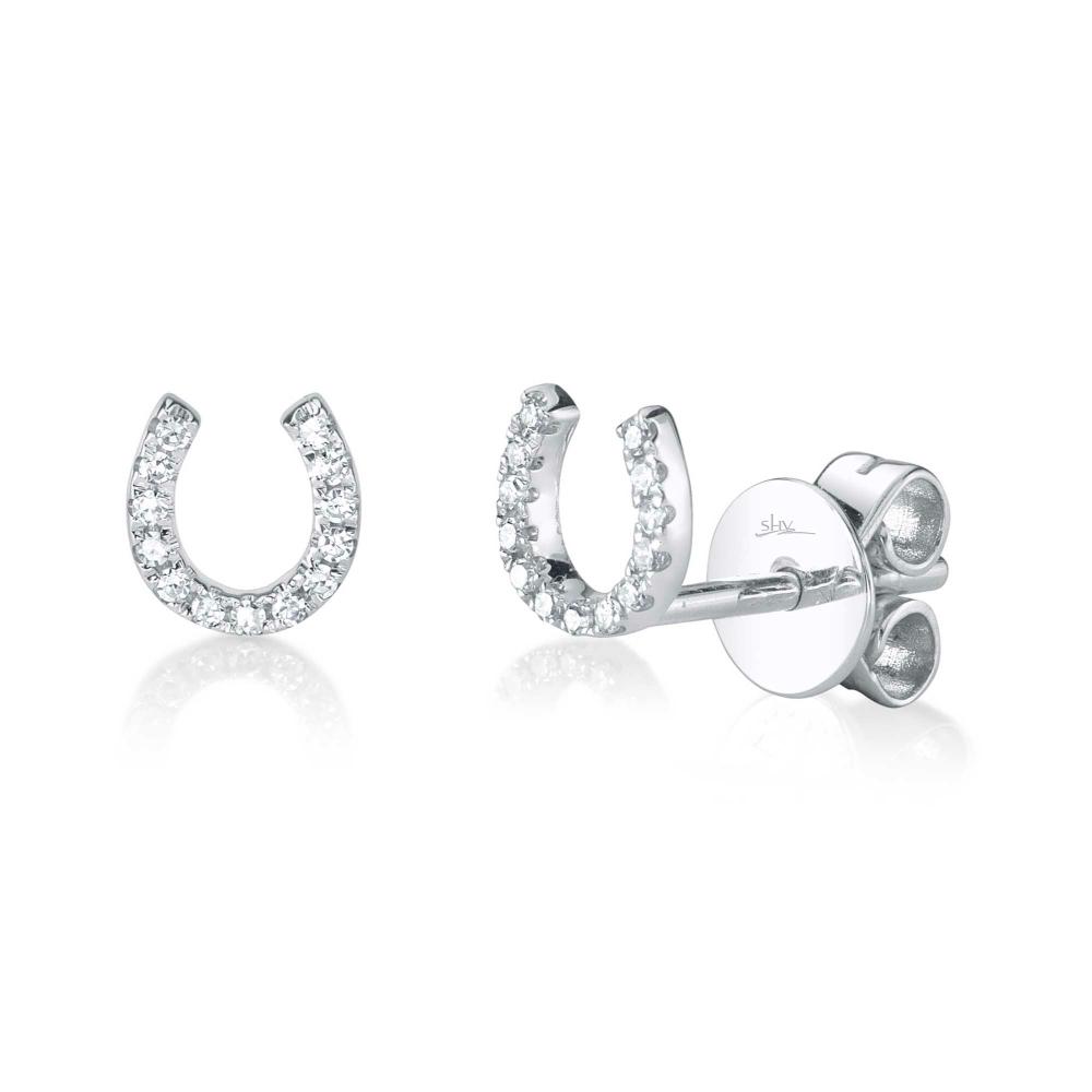 0.06CT 14K W/G DIAMOND HORSESHOE STUD EARRING