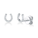 0.06CT 14K W/G DIAMOND HORSESHOE STUD EARRING