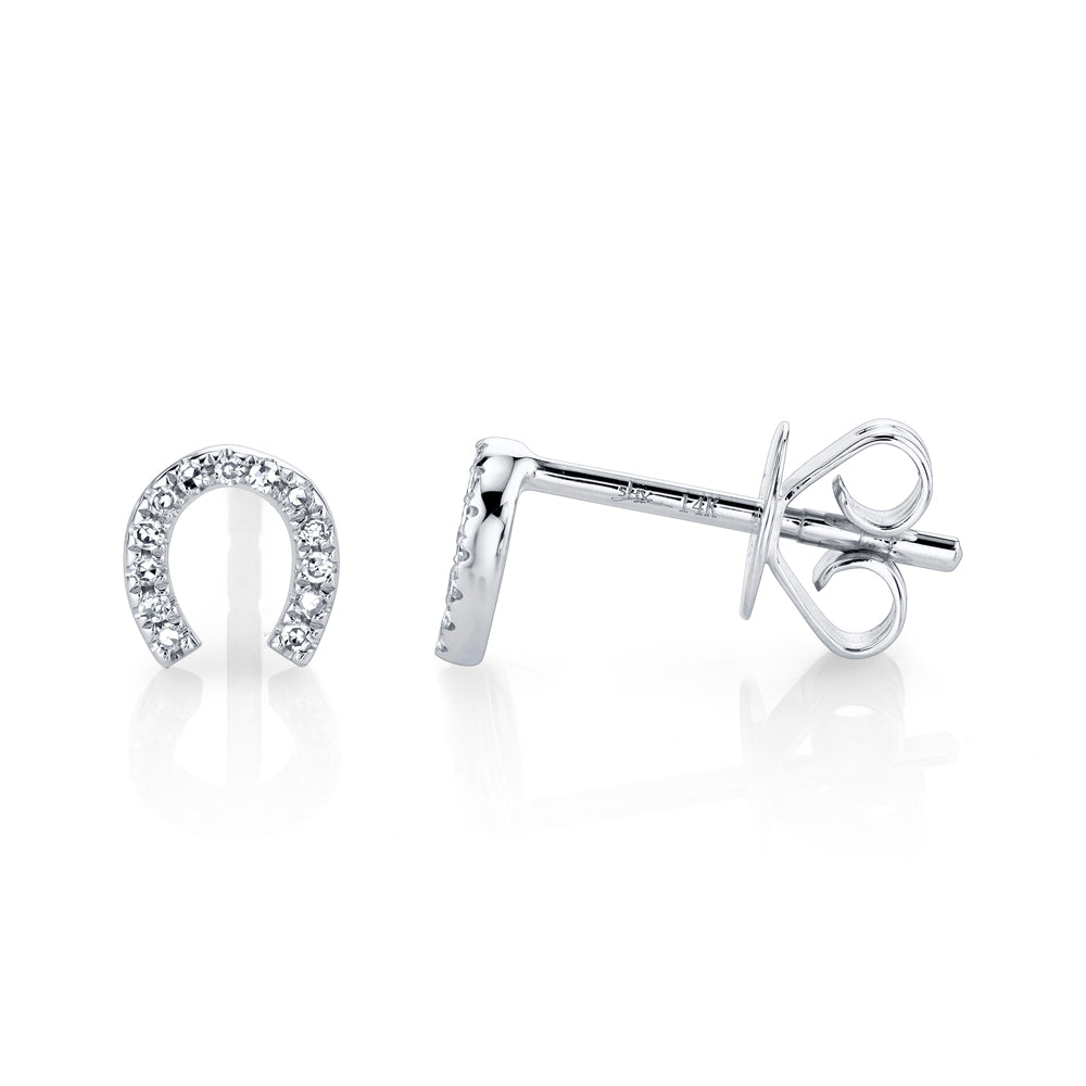 0.06CT 14K W/G DIAMOND HORSESHOE STUD EARRING