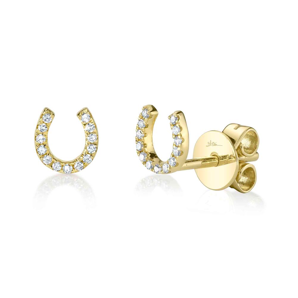 0.06CT 14K Y/G DIAMOND HORSESHOE STUD EARRING