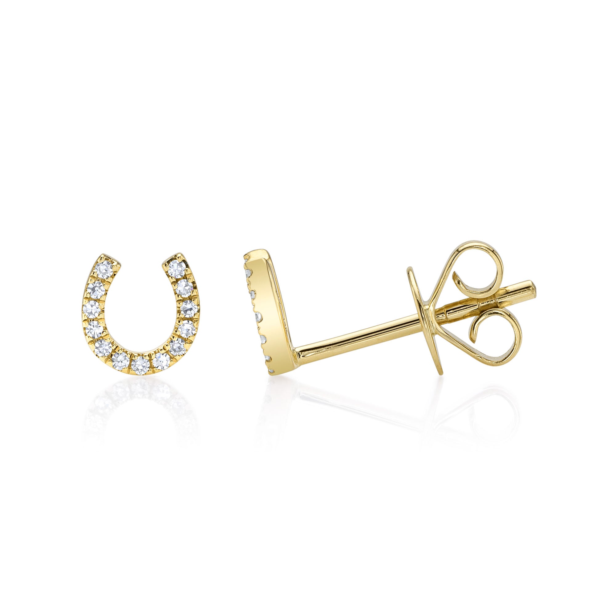 0.06CT 14K Y/G DIAMOND HORSESHOE STUD EARRING