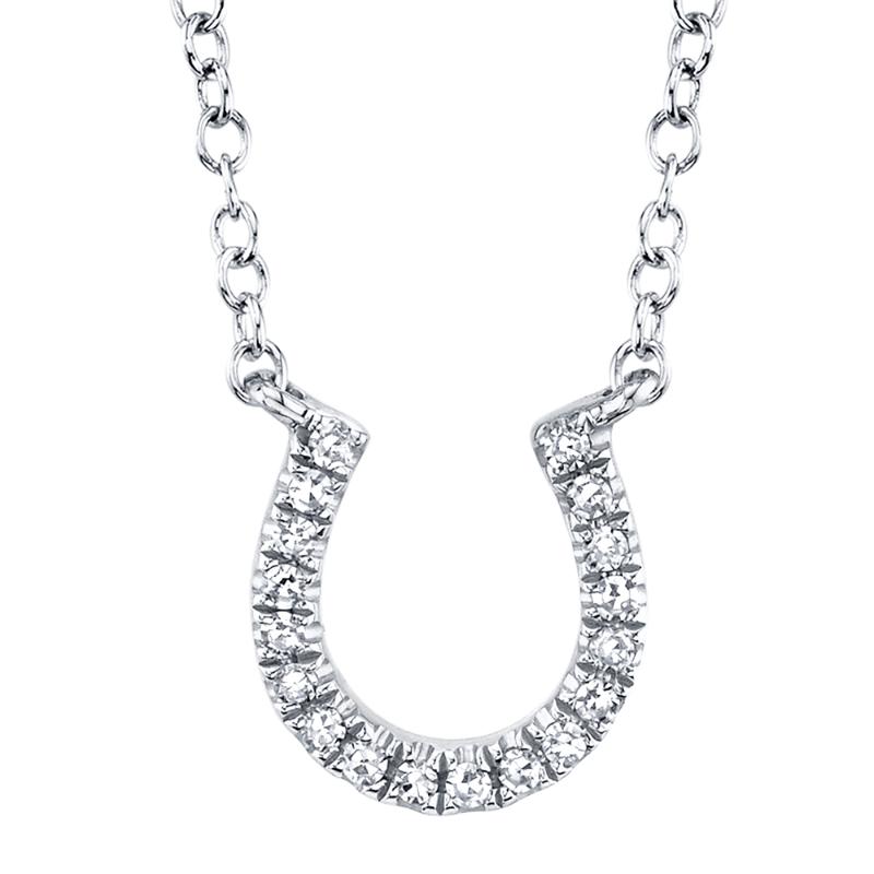 0.06CT 14K W/G DIAMOND HORSESHOE NECKLACE