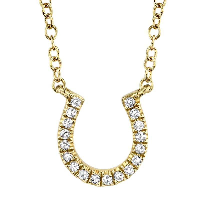 0.06CT 14K Y/G DIAMOND HORSESHOE NECKLACE