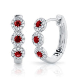 0.15CT DIAMOND & 0.29CT RUBY 14K W/G HUGGIE EARRING