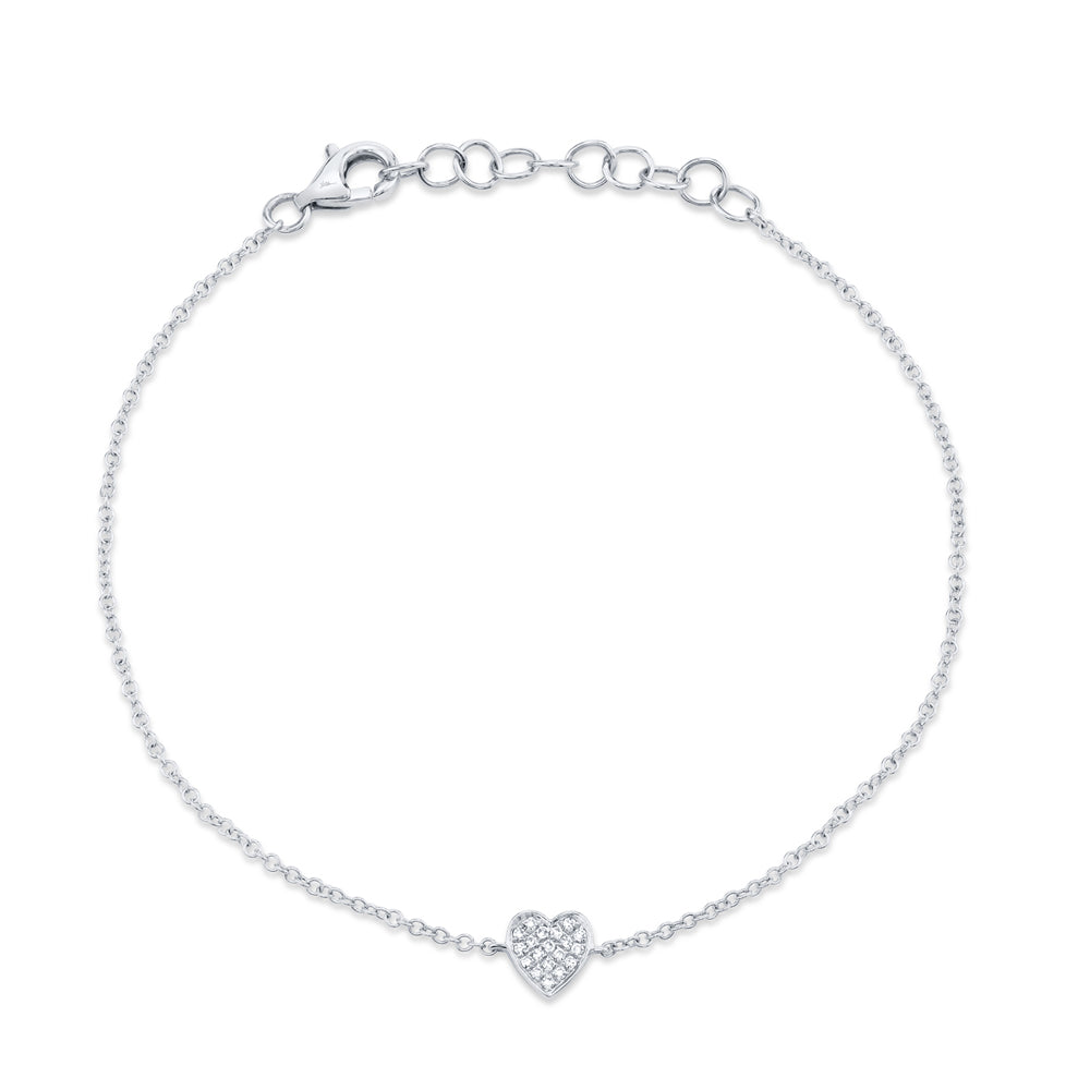 0.04CT 14K W/G DIAMOND PAVE HEART BRACELET