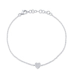 0.04CT 14K W/G DIAMOND PAVE HEART BRACELET