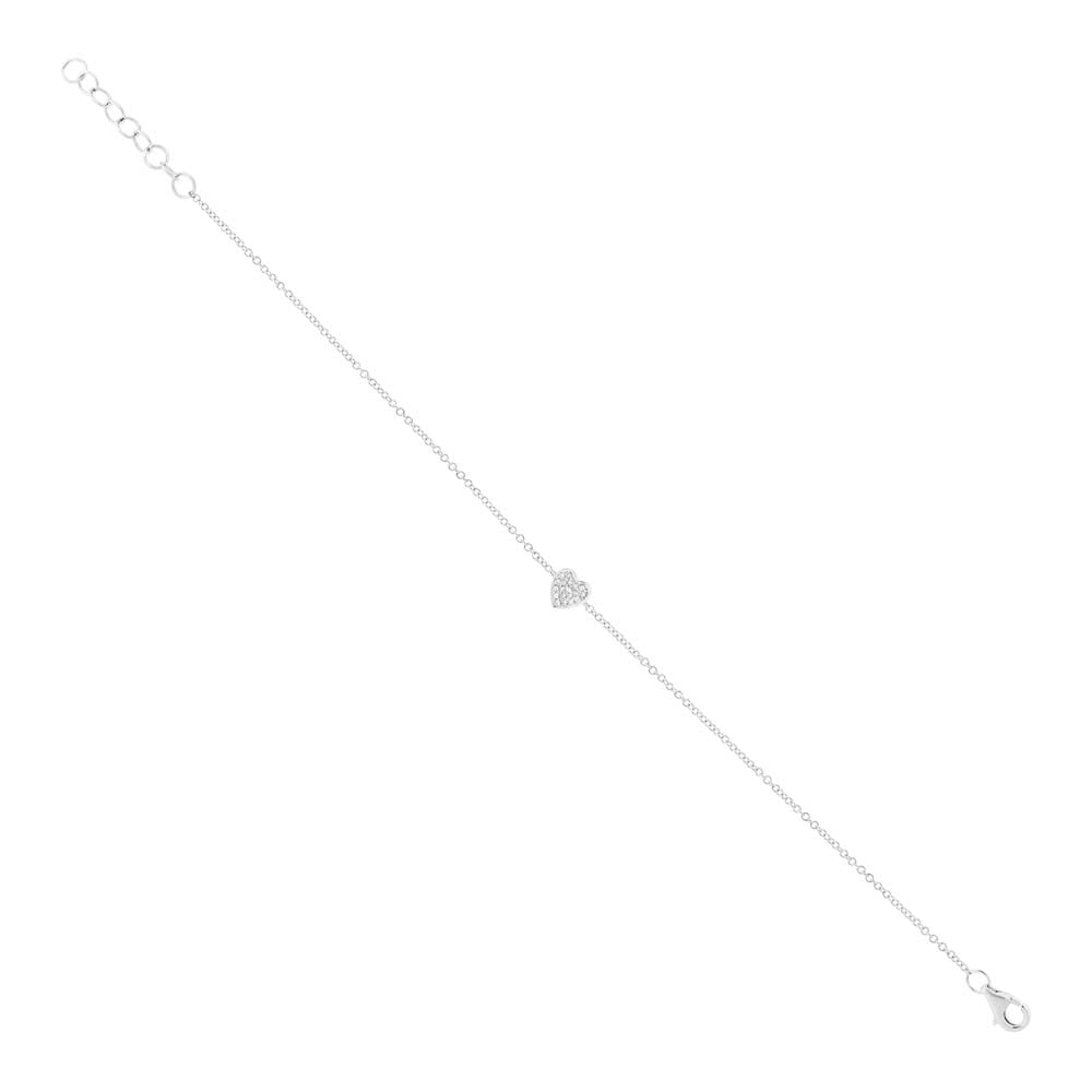 0.04CT 14K W/G DIAMOND PAVE HEART BRACELET