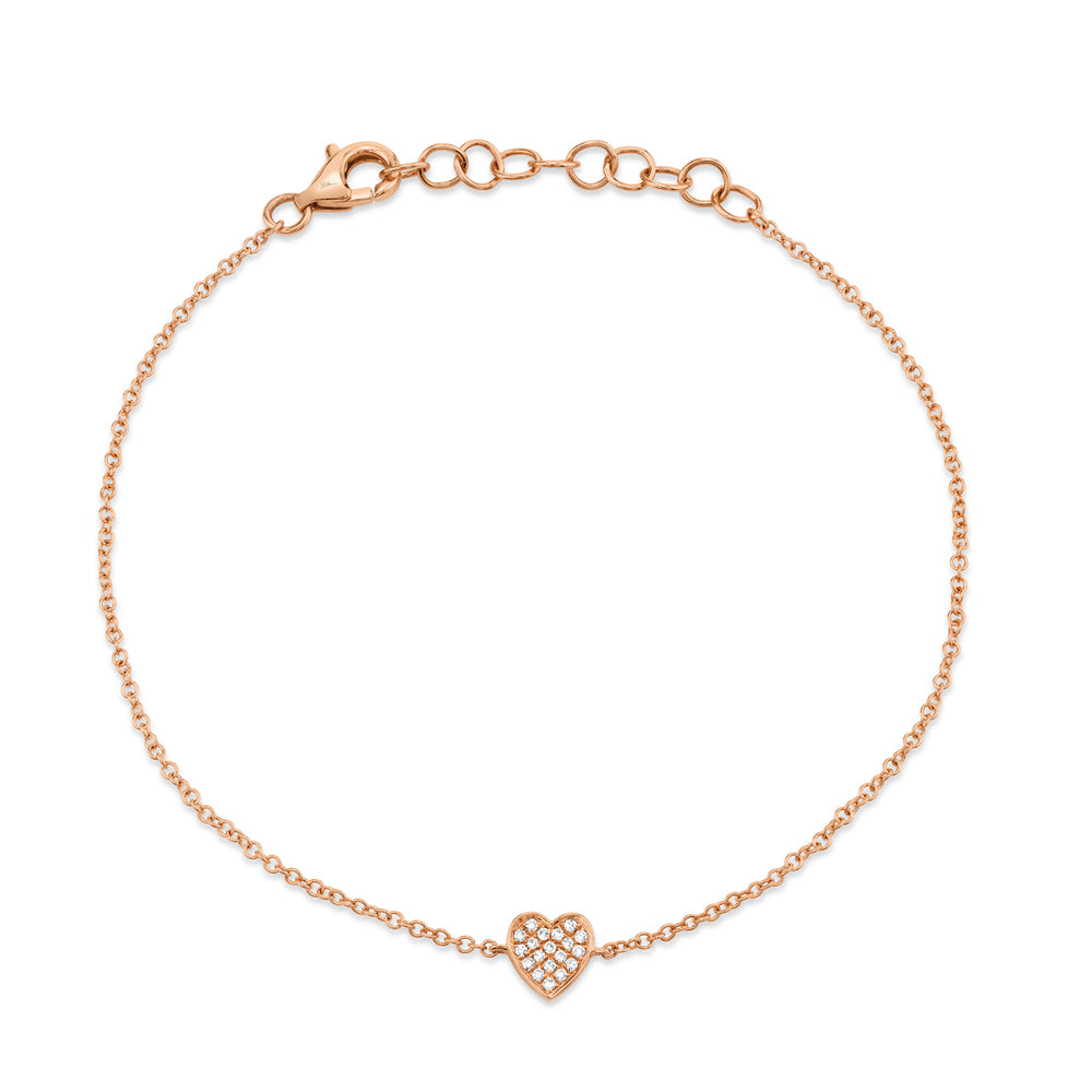 0.04CT 14K R/G DIAMOND PAVE HEART BRACELET