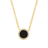 0.04CT DIAMOND & 0.31CT BLACK ONYX 14K Y/G CIRCLE NECKLACE