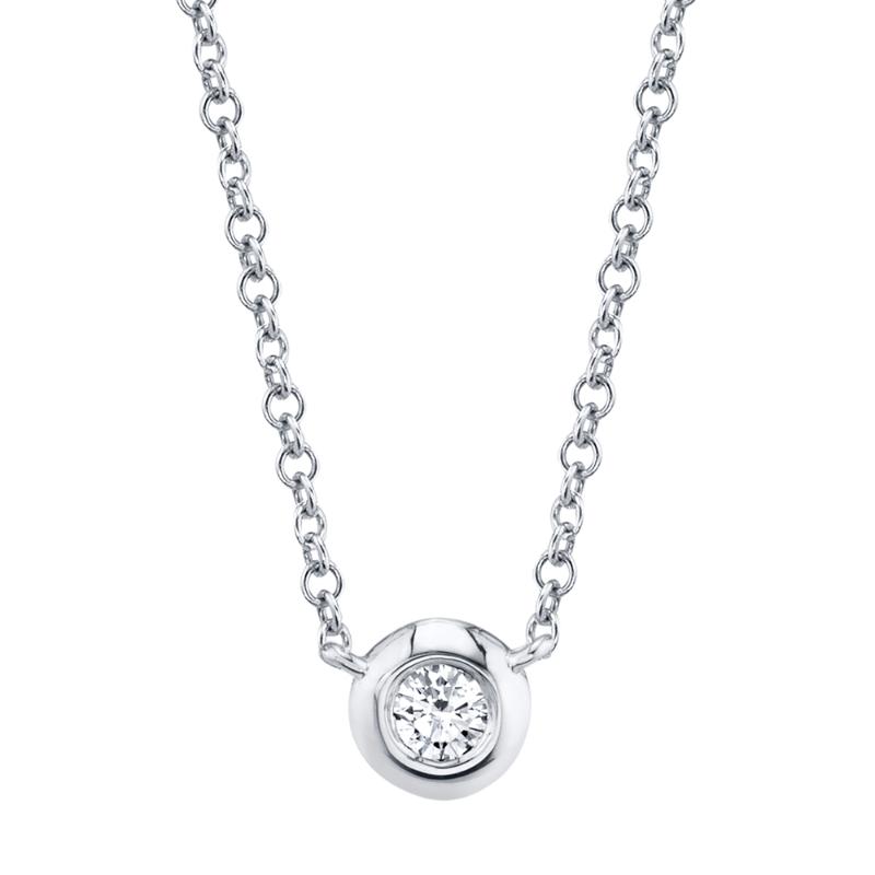 0.05CT 14K W/G DIAMOND BEZEL NECKLACE