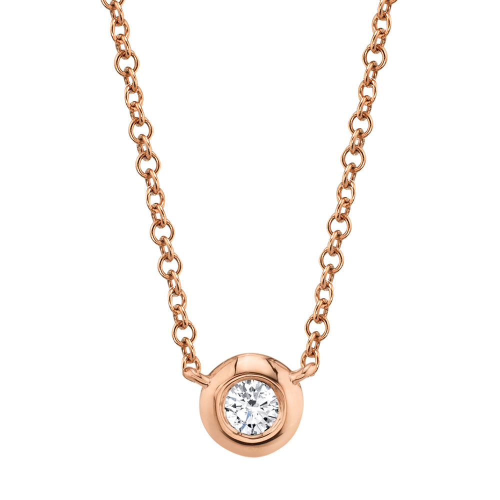 0.05CT 14K R/G DIAMOND BEZEL NECKLACE