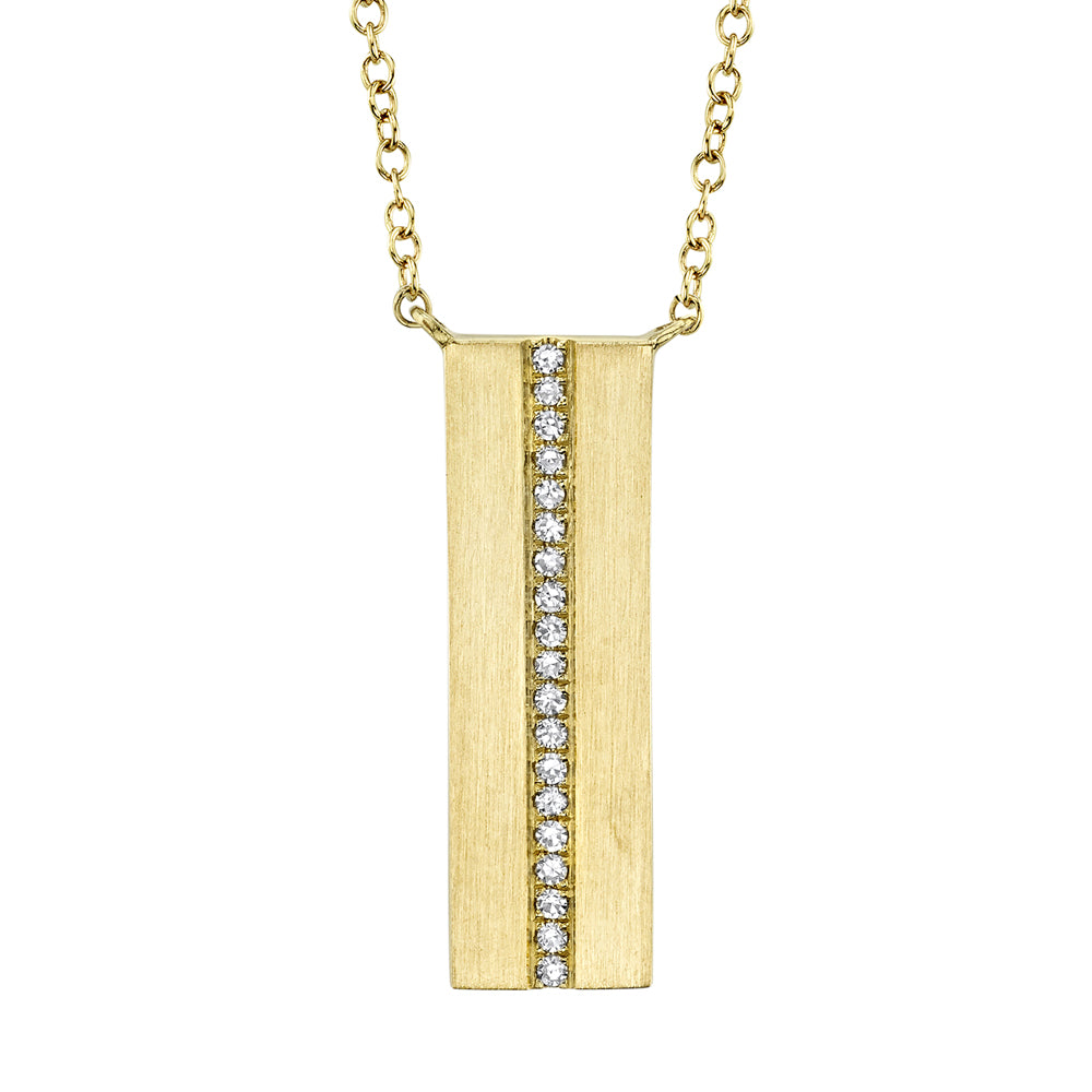 0.06CT 14K Y/G DIAMOND BAR MATTE NECKLACE