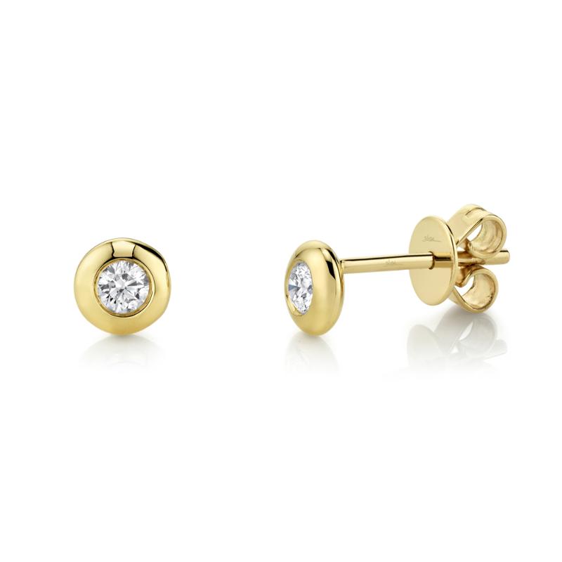 0.22CT 14K Y/G DIAMOND BEZEL STUD EARRING