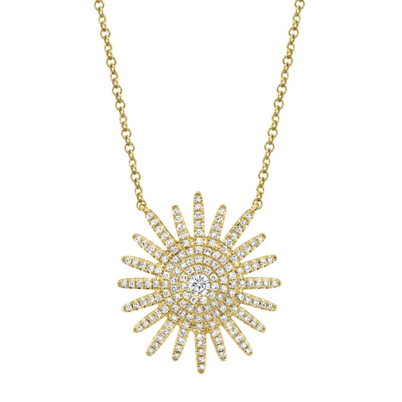 0.43CT 14K Y/G DIAMOND STARBURST NECKLACE