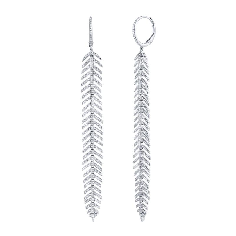 1.43CT 14K W/G DIAMOND FEATHER EARRING
