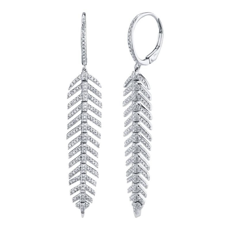 0.60CT 14K W/G DIAMOND FEATHER EARRING