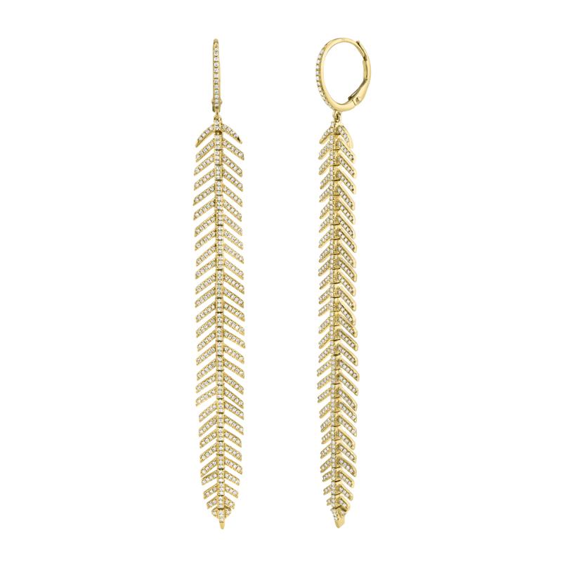 1.43CT 14K Y/G DIAMOND FEATHER EARRING