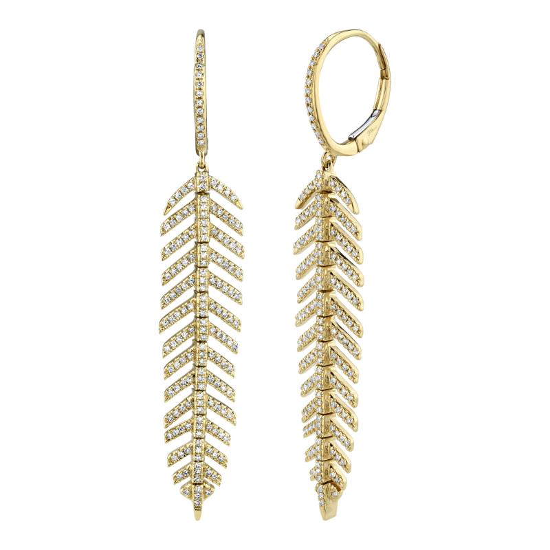 0.60CT 14K Y/G DIAMOND FEATHER EARRING
