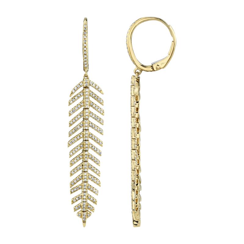0.60CT 14K Y/G DIAMOND FEATHER EARRING
