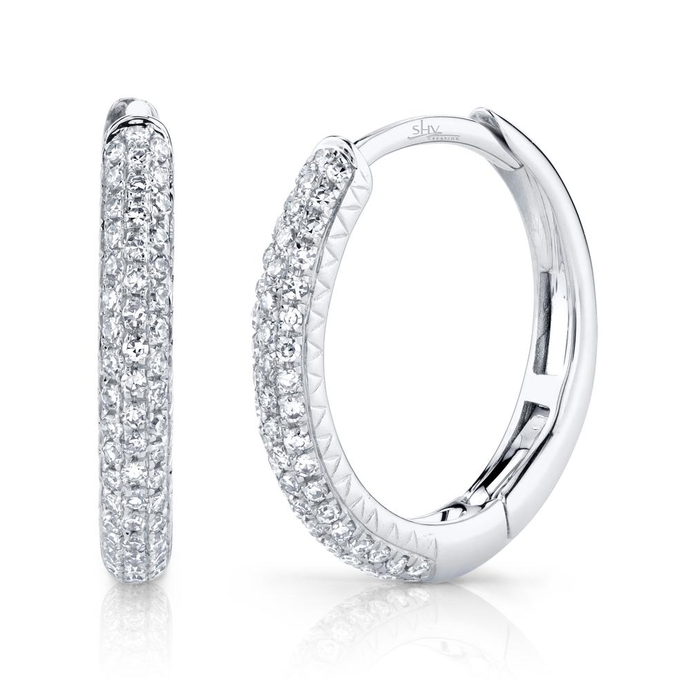 0.21CT 14K W/G DIAMOND PAVE HOOP EARRING